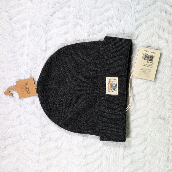 486. Faherty Core Logo Beanie | Color: Charcoal Heather - Picture 2 of 4